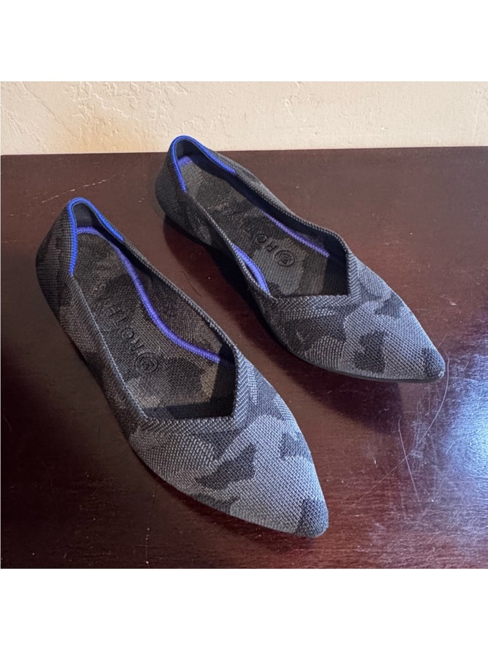 Rothy’s The Point Ballet Flats in Gray Camo